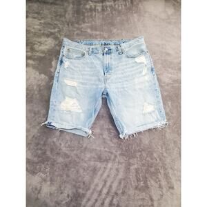 Levi's 511 Sz 38 Men's Distressed Ripped Denim Jean Shorts 100% Cotton Blue C20
